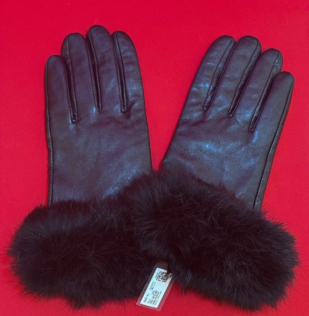 Sz 8.5 Women’s Genuine Sheepskin Gloves Michael Kors Genuine Rabbit Cuffs India